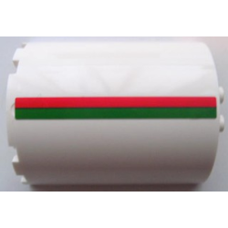 Cylinder Half 3 x 6 x 6 with 1 x 2 Cutout with Red and Green Stripes Pattern Model Right Side (Sticker) - Set 7939 Cylinder Half 3 x 6 x 6 with 1 x 2 Cutout with Red and Green Stripes Pattern Model Right Side (Sticker) - Set 7939