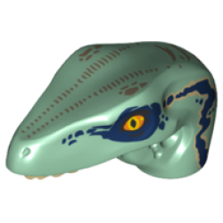 Dinosaur Head Raptor with Pin Hole with Tan Teeth and Dark Blue Stripes and Dark Tan Markings Pattern Dinosaur Head Raptor with Pin Hole with Tan Teeth and Dark Blue Stripes and Dark Tan Markings Pattern