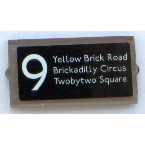 Деталь LEGO 60602pb10 Glass for Window 1 x 2 x 3 with '9', 'Yellow Brick Road', 'Brickadilly Circus' and 'Twobytwo Square' Pattern (Sticker) - Set 10258