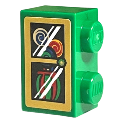 Brick, Modified 1 x 2 with Studs on 1 Side with 3 Multicolored Lollipops with Swirls in Vase, Gold Border and Reflections Pattern (Sticker) - Set 76405