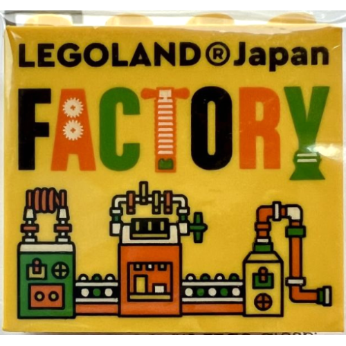 Деталь LEGO 30144pb463 Brick 2 x 4 x 3 with LEGOLAND Japan, Black, Green, Orange, and White 'FACTORY' and Machine Pattern