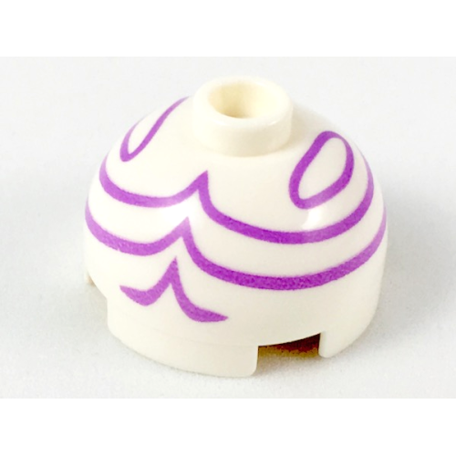 Деталь LEGO 553pb033 Brick, Round 2 x 2 Dome Top with Medium Lavender Turban Wrappings Pattern