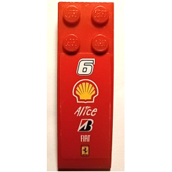 Slope, Curved 6 x 2 with Number 6, Shell, Alice, Bridgestone, Fiat, and Ferrari Logos Pattern (Sticker) - Set 8144-2