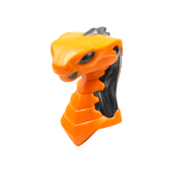 Minifigure, Head, Modified Snake, Cobra with Closed Mouth with Molded Pearl Dark Gray Eyes, Fangs, and Flames on Closed Hood Pattern