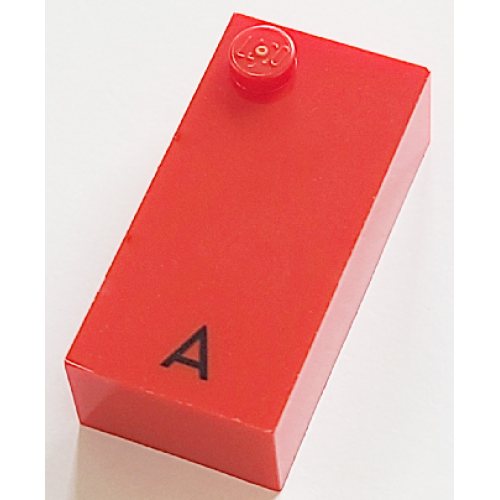 Деталь LEGO 60189pb02 Brick, Braille 2 x 4 with 1 Stud with Black Capital Letter A Pattern (dots-1 ⠁) (French with Antoine Numbers)