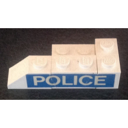 Stickered Assembly 5 x 2 x 1 with 'POLICE' Pattern Model Right Side (Sticker) - Set 394 - 1 Brick 1 x 2, 2 Plate 2 x 2, 1 Plate 1 x 2, 1 Slope 2 x 1