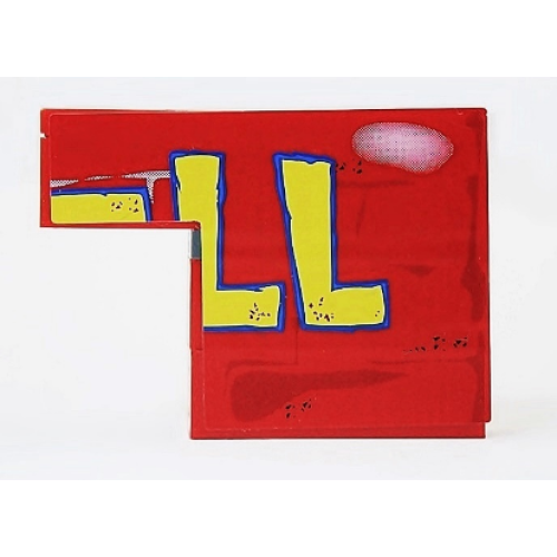 Деталь LEGO BA057pb01 Stickered Assembly 6 x 1 x 3 2/3 with 'LL' Pattern (Sticker) - Set 4982 - 2 Brick 1 x 4, 1 Dark Bluish Gray Plate 1 x 4, 1 Brick 1 x 6, 1 Tile 1 x 6