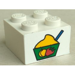 Brick 2 x 2 with Bowl of Ice Cream Sherbet Pattern (Sticker) - Set 4165 Brick 2 x 2 with Bowl of Ice Cream Sherbet Pattern (Sticker) - Set 4165