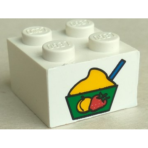 Деталь LEGO 3003pb021 Brick 2 x 2 with Bowl of Ice Cream Sherbet Pattern (Sticker) - Set 4165