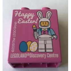 Duplo, Brick 1 x 2 x 2 with LEGOLAND Discovery Centre Happy Easter 2019 Pattern