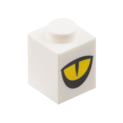 Brick 1 x 1 with Yellow Eye Partially Closed, Black Slit Pupil Pattern