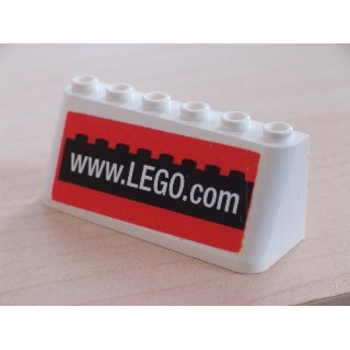 Деталь LEGO 4176pb01 Windscreen 2 x 6 x 2 with White 'www.LEGO.com' on Black and Red Background Pattern (Sticker) - Sets 3409-1 / 3410