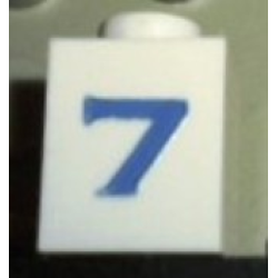 Brick 1 x 1 with Blue Number 7 Pattern (Serif Font)