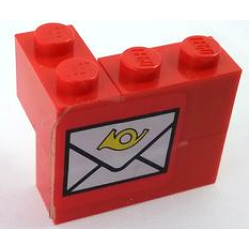 Stickered Assembly 3 x 2 x 2 with Mail Envelope Pattern Model Right Side (Sticker) - Set 7819 - 2 Brick 1 x 2, 1 Brick 1 x 3