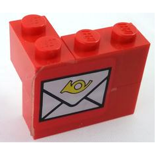 Деталь LEGO BA274pb01R Stickered Assembly 3 x 2 x 2 with Mail Envelope Pattern Model Right Side (Sticker) - Set 7819 - 2 Brick 1 x 2, 1 Brick 1 x 3