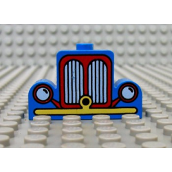 Brick, Modified 1 x 4 x 2 Center Stud Top with Car Grille Fabuland yellow/red Pattern
