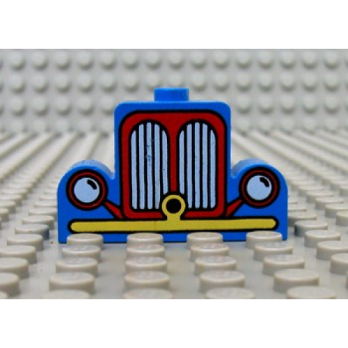 Деталь LEGO 4088px3 Brick, Modified 1 x 4 x 2 Center Stud Top with Car Grille Fabuland yellow/red Pattern