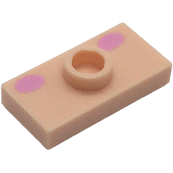 Plate, Modified 1 x 2 with 1 Stud with Groove and Bottom Stud Holder (Jumper) with Bright Pink Oval Cheeks Pattern (Super Mario Baby Peach Lower Face) Plate, Modified 1 x 2 with 1 Stud with Groove and Bottom Stud Holder (Jumper) with Bright Pink Oval Cheeks Pattern (Super Mario Baby Peach Lower Face)