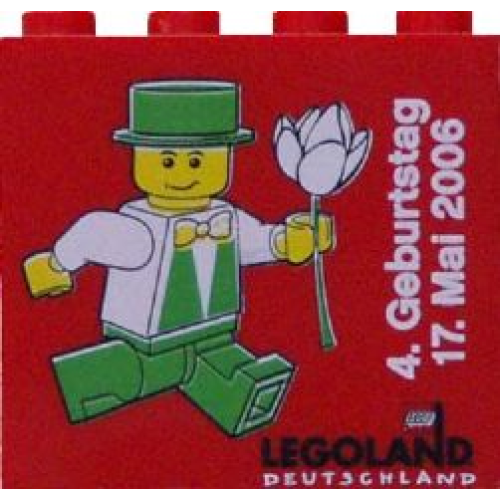 Деталь LEGO 30144pb028 Brick 2 x 4 x 3 with Legoland Deutschland 4 Year Birthday (4. Geburtstag) Pattern