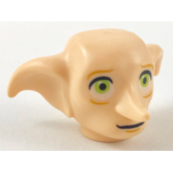 Minifigure, Head, Modified Dobby with Lime Eyes and Slight Grin Pattern
