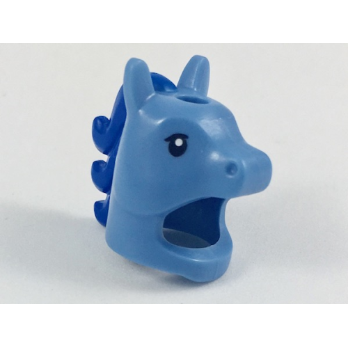 Деталь LEGO 18831pb02 Minifigure, Headgear Head Cover, Costume Horse with Hole in Top with Black Eyes and Blue Mane Pattern