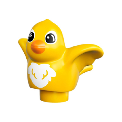 Деталь LEGO 27370pb01 Duplo Bird with White Chest Feathers and Eye Borders, Orange Beak Pattern