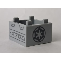 Container, Box 2 x 2 x 1 - Top Opening with Flat Inner Bottom with Dark Bluish Gray SW Imperial Logo and Aurebesh Characters 'CARGO' Pattern Container, Box 2 x 2 x 1 - Top Opening with Flat Inner Bottom with Dark Bluish Gray SW Imperial Logo and Aurebesh Characters 'CARGO' Pattern