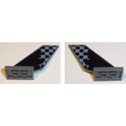 Деталь LEGO 6239pb064 Tail Shuttle with Light Bluish Gray Checkered Pattern on Both Sides (Stickers) - Set 42002