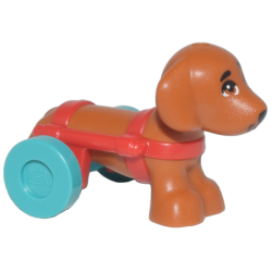 Dog, Friends Style, Dachshund with Red Wheelchair Harness with Dark Turquoise Wheels (Pickle) Dog, Friends Style, Dachshund with Red Wheelchair Harness with Dark Turquoise Wheels (Pickle)