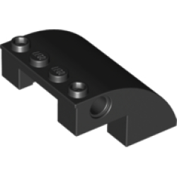 Slope, Curved 4 x 4 x 2 with 4 Studs and Pin Holes - Black Slope, Curved 4 x 4 x 2 with 4 Studs and Pin Holes - Black