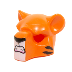 Minifigure, Headgear Mask Feline with Black Nose, Small Tiger Stripes and Fangs Pattern Minifigure, Headgear Mask Feline with Black Nose, Small Tiger Stripes and Fangs Pattern