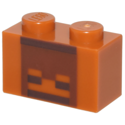 Brick 1 x 2 with Reddish Brown and Dark Brown Pixelated Skull Decorative Pot Pattern