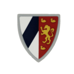 Minifigure, Shield Triangular Short with Dark Blue Stripe and Gold Lion Pattern (Sticker) - Set 71040 Minifigure, Shield Triangular Short with Dark Blue Stripe and Gold Lion Pattern (Sticker) - Set 71040