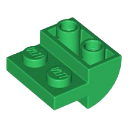 Slope, Curved 2 x 2 Inverted with 2 Recessed Studs - Green