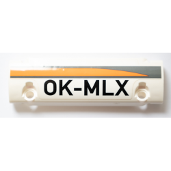 Technic, Panel Curved 11 x 3 with Black 'OK-MLX' and Dark Bluish Gray and Orange Stripes Pattern Model Right Side (Sticker) - Set 42052