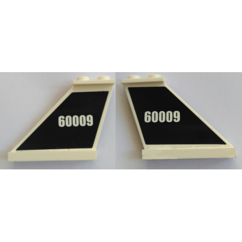 Деталь LEGO 2340pb060 Tail 4 x 1 x 3 with White '60009' on Dark Blue Background Pattern on Both Sides (Stickers) - Set 60009