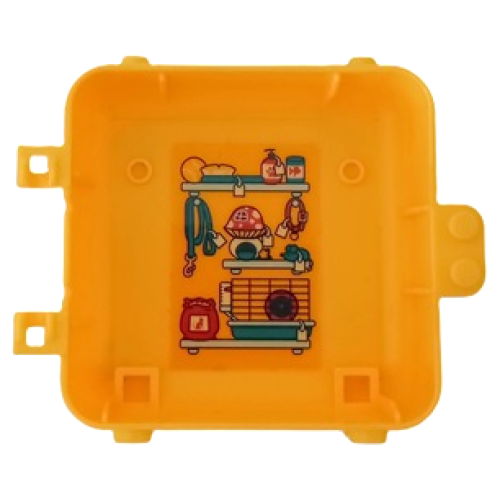 Деталь LEGO 64454pb14 Container, Box 3 x 8 x 6 2/3 Half Back with Pet Store Shelves with Hamster Cage, Collar, Lead and Cat Treats Pattern (Sticker) - Set 41405