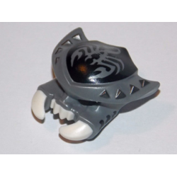 Minifigure, Headgear Mask Scorpion with Molded White Fangs and Pincers and Printed Dark Silver Spikes and Black Scorpion Background Pattern Minifigure, Headgear Mask Scorpion with Molded White Fangs and Pincers and Printed Dark Silver Spikes and Black Scorpion Background Pattern