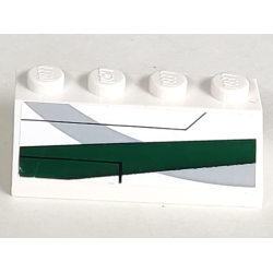 Slope 45 2 x 4 with Light Bluish Gray Curve and Dark Green Stripe Pattern Model Right Side (Sticker) - Set 7868