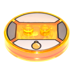 Dimensions Toy Tag 4 x 4 x 2/3 with 2 Studs and Trans-Orange Bottom with Gold Circle Pendant on Light Bluish Gray Background Pattern (Tina Goldstein) Dimensions Toy Tag 4 x 4 x 2/3 with 2 Studs and Trans-Orange Bottom with Gold Circle Pendant on Light Bluish Gray Background Pattern (Tina Goldstein)