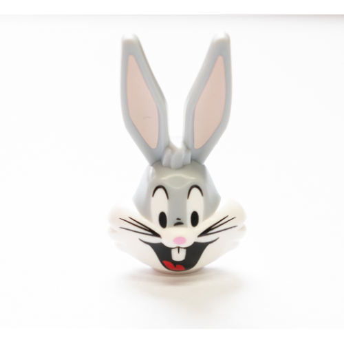 Деталь LEGO 74505pb01 Minifigure, Head, Modified Looney Tunes Bugs Bunny with White Face and Black Whiskers Pattern