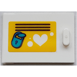 Container, Cupboard 2 x 3 x 2 Door with Locker, Vent Lines, Heart and Dark Azure Padlock on Yellow Background Pattern (Sticker) - Set 41669
