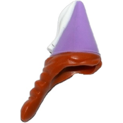 Minifigure, Hair Combo, Hair with Hat, Hair in Braid and Medium Lavender Cone with White Ribbon Pattern Minifigure, Hair Combo, Hair with Hat, Hair in Braid and Medium Lavender Cone with White Ribbon Pattern