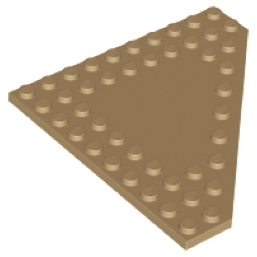 Деталь LEGO 92584 Wedge, Plate 10 x 10 Cut Corner with no Studs in Center - Dark Tan