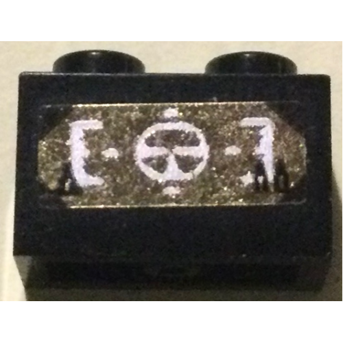 Деталь LEGO 3004pb326 Brick 1 x 2 with Gold Screen with White Target on Head-Up Display (HUD) Pattern (Sticker) - Set 7721