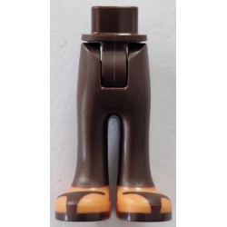 Mini Doll Hips and Trousers with Back Pockets with Molded Nougat Feet and Printed Dark Brown Sandals and Soles Pattern - Thick Hinge
