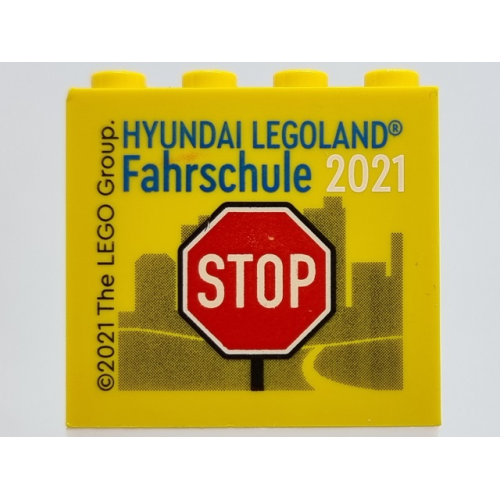 Деталь LEGO 30144pb348 Brick 2 x 4 x 3 with Hyundai LEGOLAND Fahrschule 2021 and Stop Sign Pattern