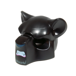 Minifigure, Headgear Mask Feline with Dark Blue Nose, Fangs and Gray Fur Pattern Minifigure, Headgear Mask Feline with Dark Blue Nose, Fangs and Gray Fur Pattern