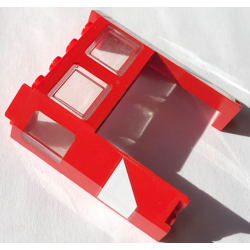 Train Front 2 x 6 x 5 1/3 with 1 x 4 x 3 Cutout and Window with Molded Trans-Clear Glass and White Trapezoid Pattern on Both Sides (Stickers) - Set 4551