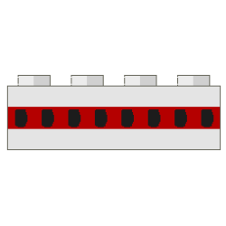 Brick 2 x 4 with Plane Windows 8 in Thin Red Stripe Pattern